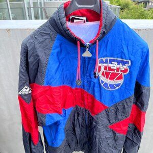 Vintage 90's New Jersey Nets Apex One Nylon Windbreaker Jacket- Large
